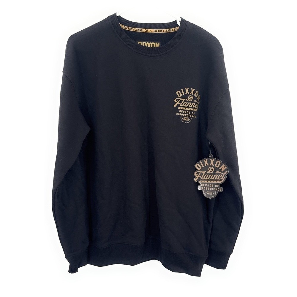 Dixxon Flannel Co Decade of Obedience Crewneck Sweatshirt Black Gold Mens Medium